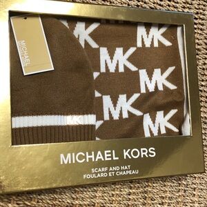 Michael Kors Brown Scarf and Hat Set
